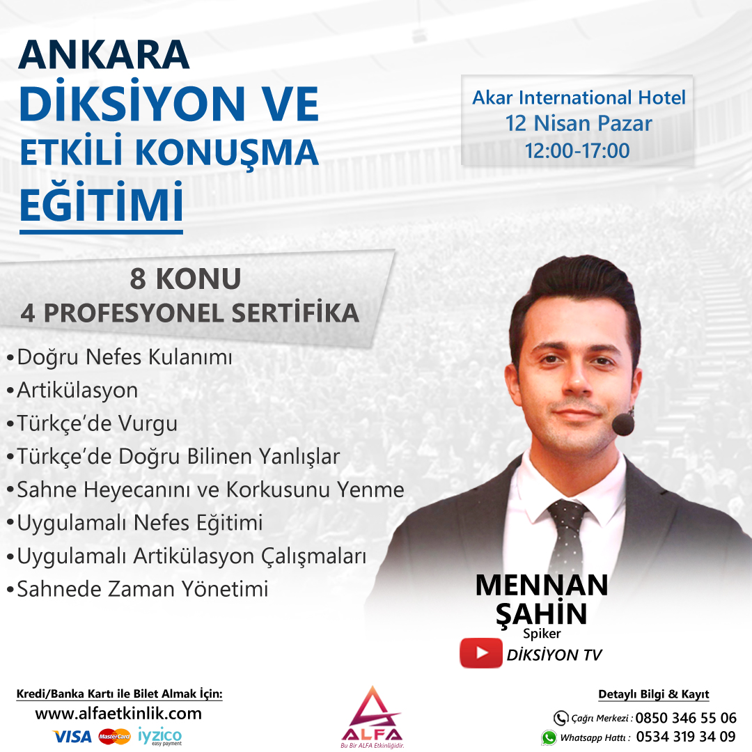 Ankara Diksiyon Ve Etkili Konusma Egitimi 12 Nisan 2020 Alfa Etkinlik